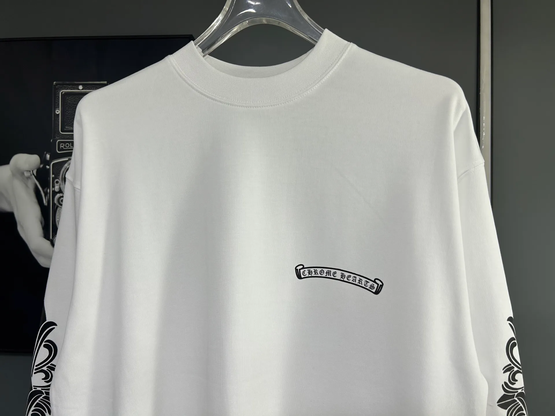 P230 2026 new (exclusive) Chrome Hearts autumn and winter limited edition heavyweight high-weight long-sleeved T-shirt, customized Dreamweaver Yayun ribbed cotton designer concept style Fabric: Heavy 380g Size: S M L XL Color: White